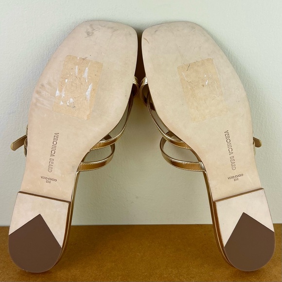 NEW VERONICA BEARD GOLD STRAPPY LEATHER SANDALS - Picture 13 of 14